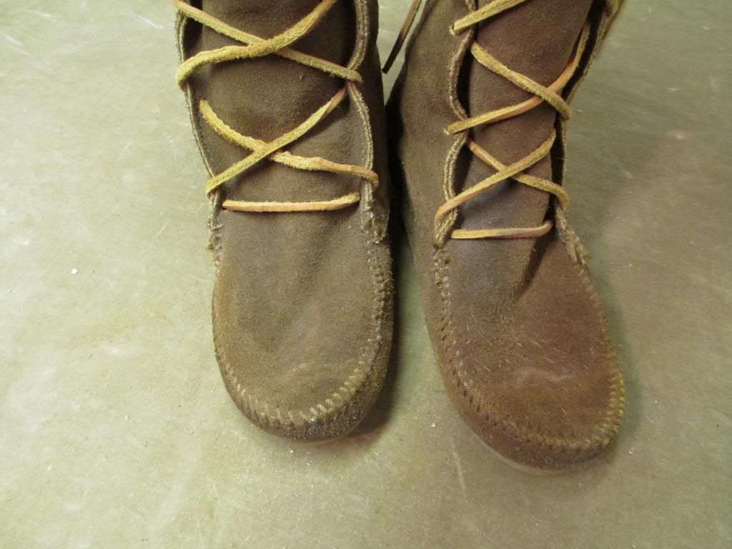 Vintage Leather Fringe Native American Tall Moccasins Boots